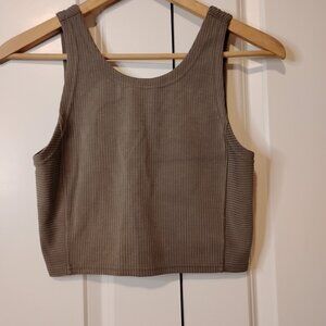 Lululemon Women's Brown Ribbed Softstreme Sleeveless Cropped Tank Top Size 6
